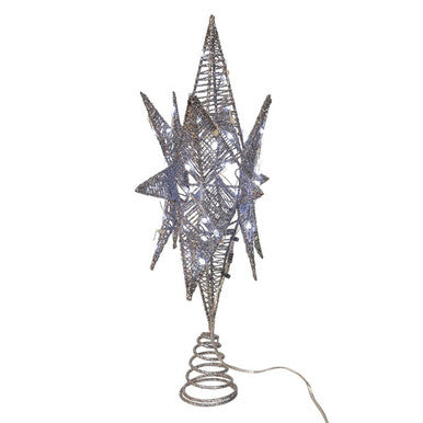 Kurt Adler 15" 80-Light Cool White Micro LED Silver Starburst Tree Topper