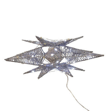 Kurt Adler 15" 80-Light Cool White Micro LED Silver Starburst Tree Topper