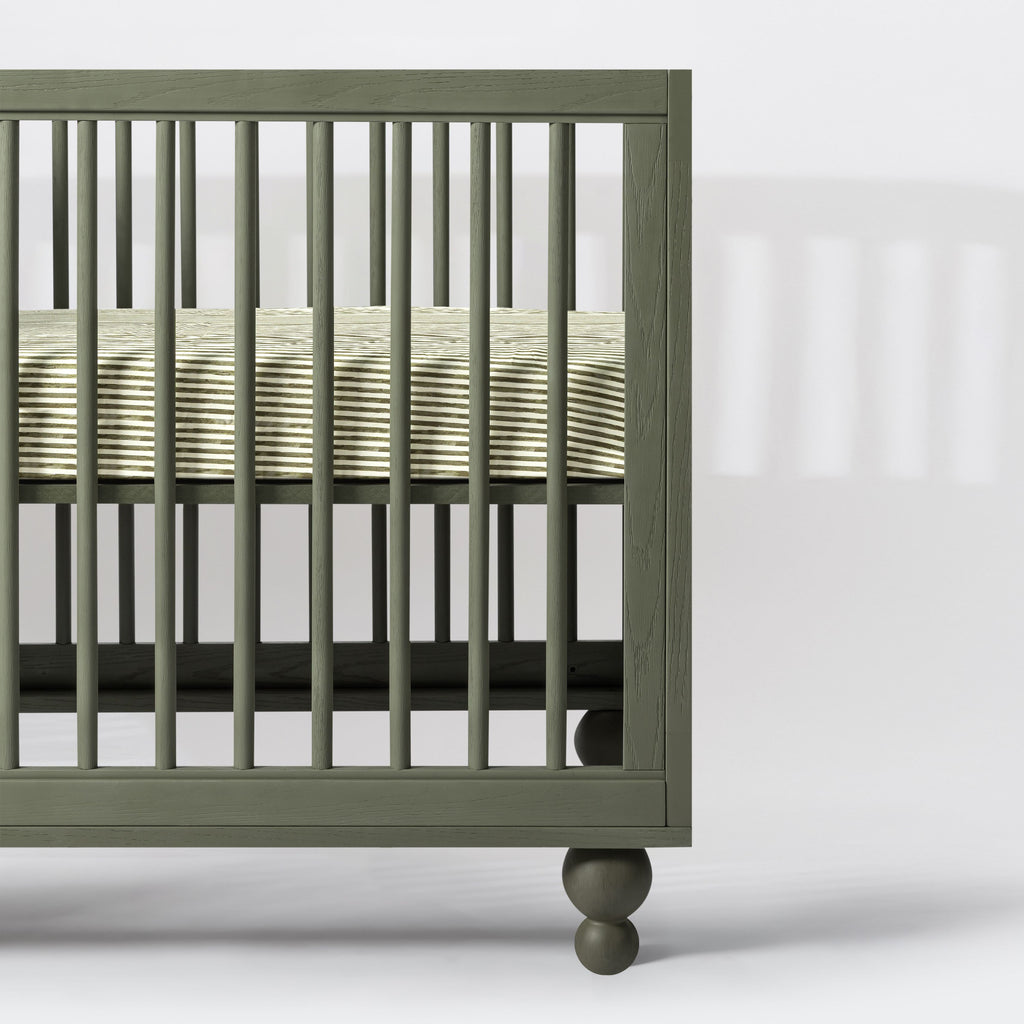 All-Stages® Midi Crib Sheet in GOTS Certified Organic Brushed Cotton by Nate Berkus in Juniper Stripe