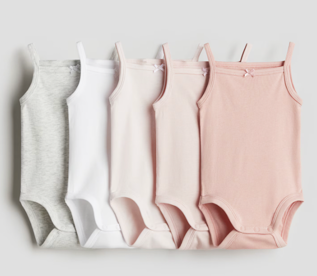 5-pack Cotton Bodysuits (Light Pink) 2-4M