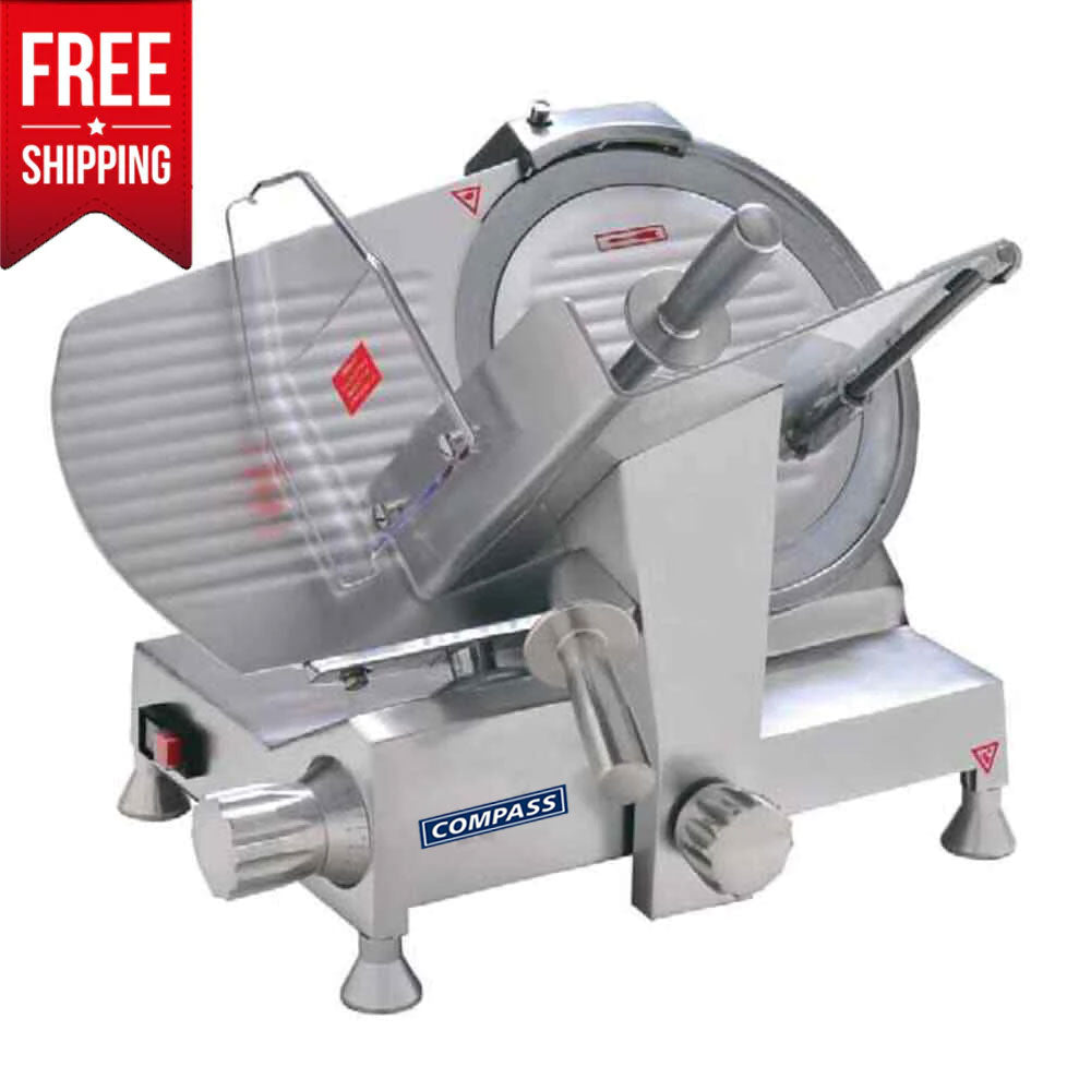 Compass HBS-250L Manual Meat Slicer w/ 10" Blade, Belt Driven, Aluminum, 1/5 hp