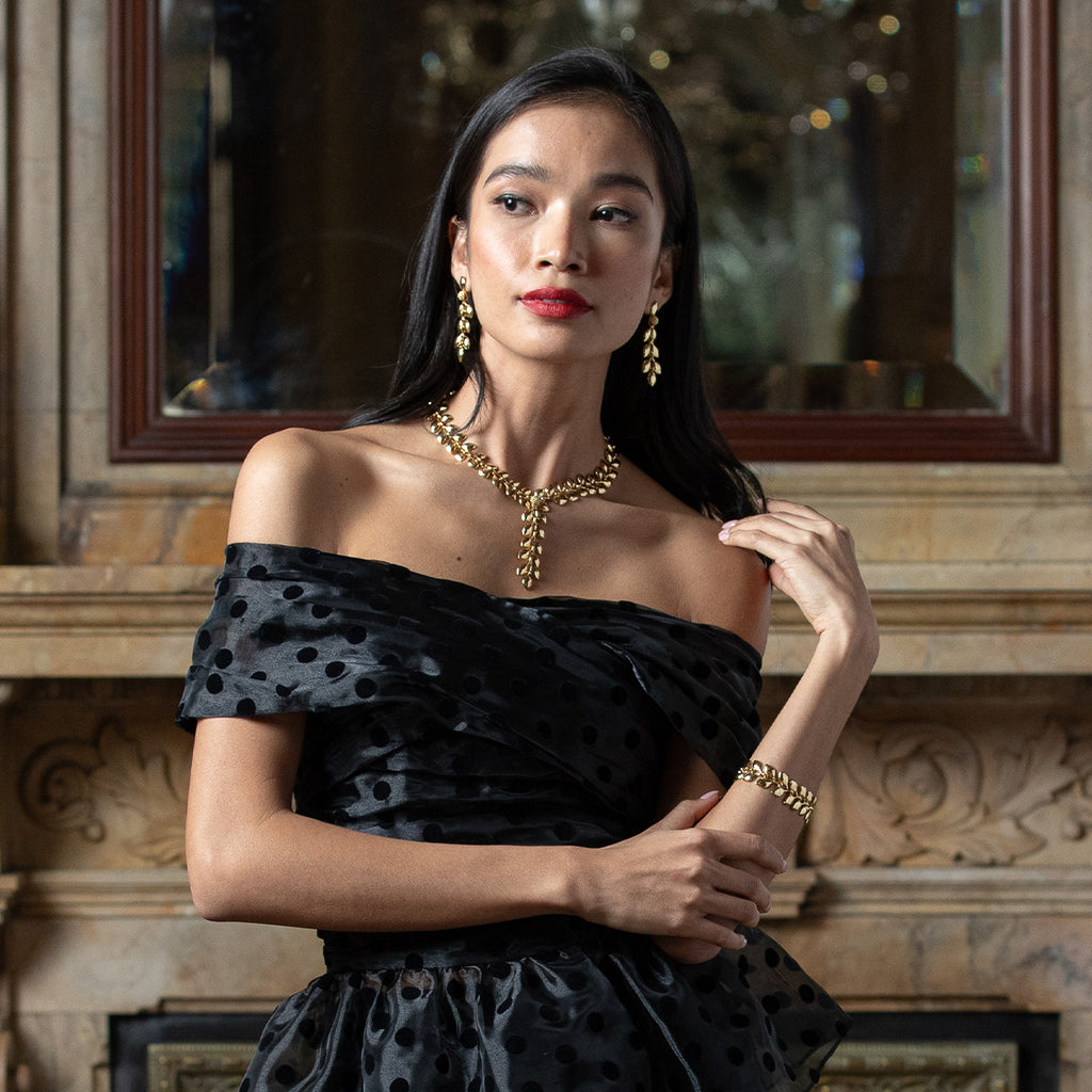 Golden Laurel Dangle Earrings