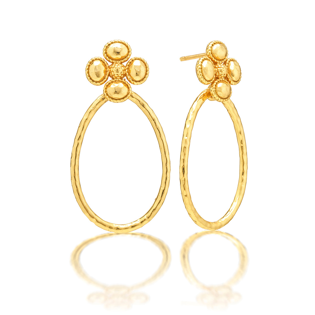 Berry Clover Teardrop  Earrings in Gold