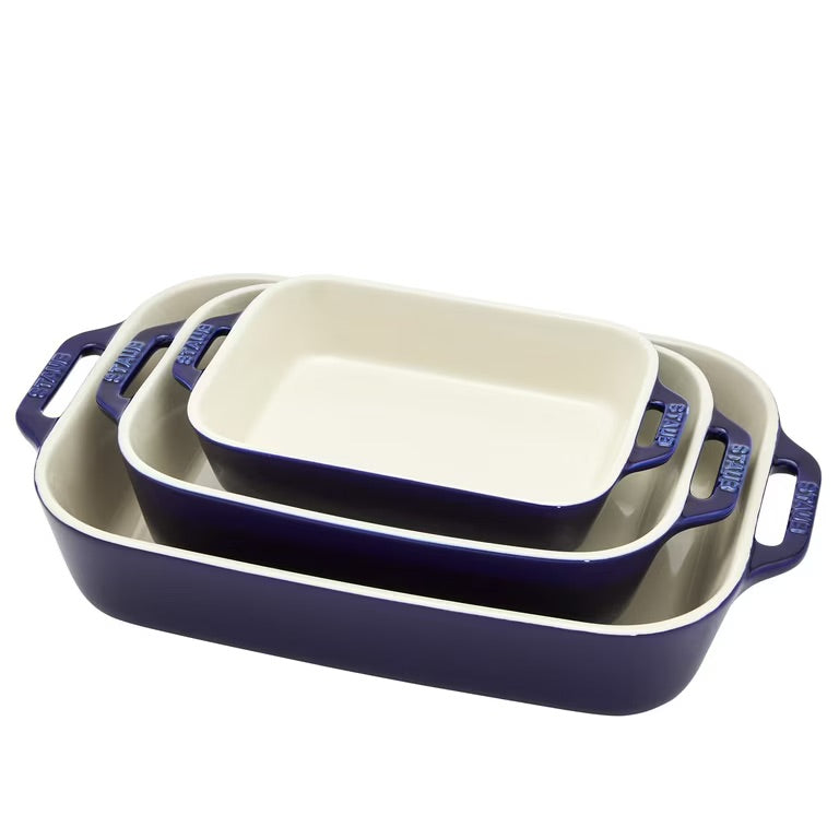 3-Piece Rectangular Baker Set (Dark Blue)