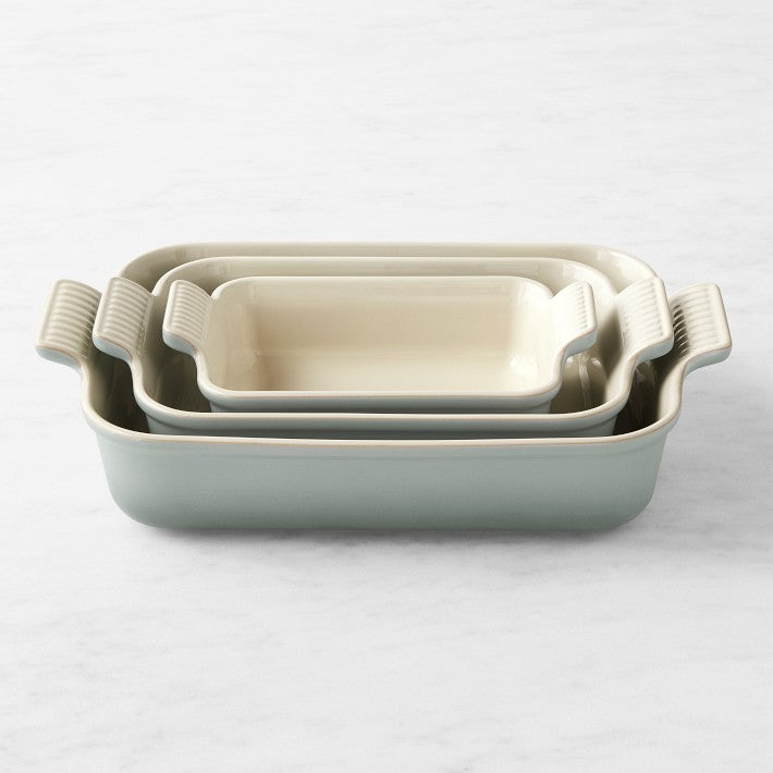 "Sea Salt" Le Creuset Heritage Open Rectangular Dishes, Set of 3