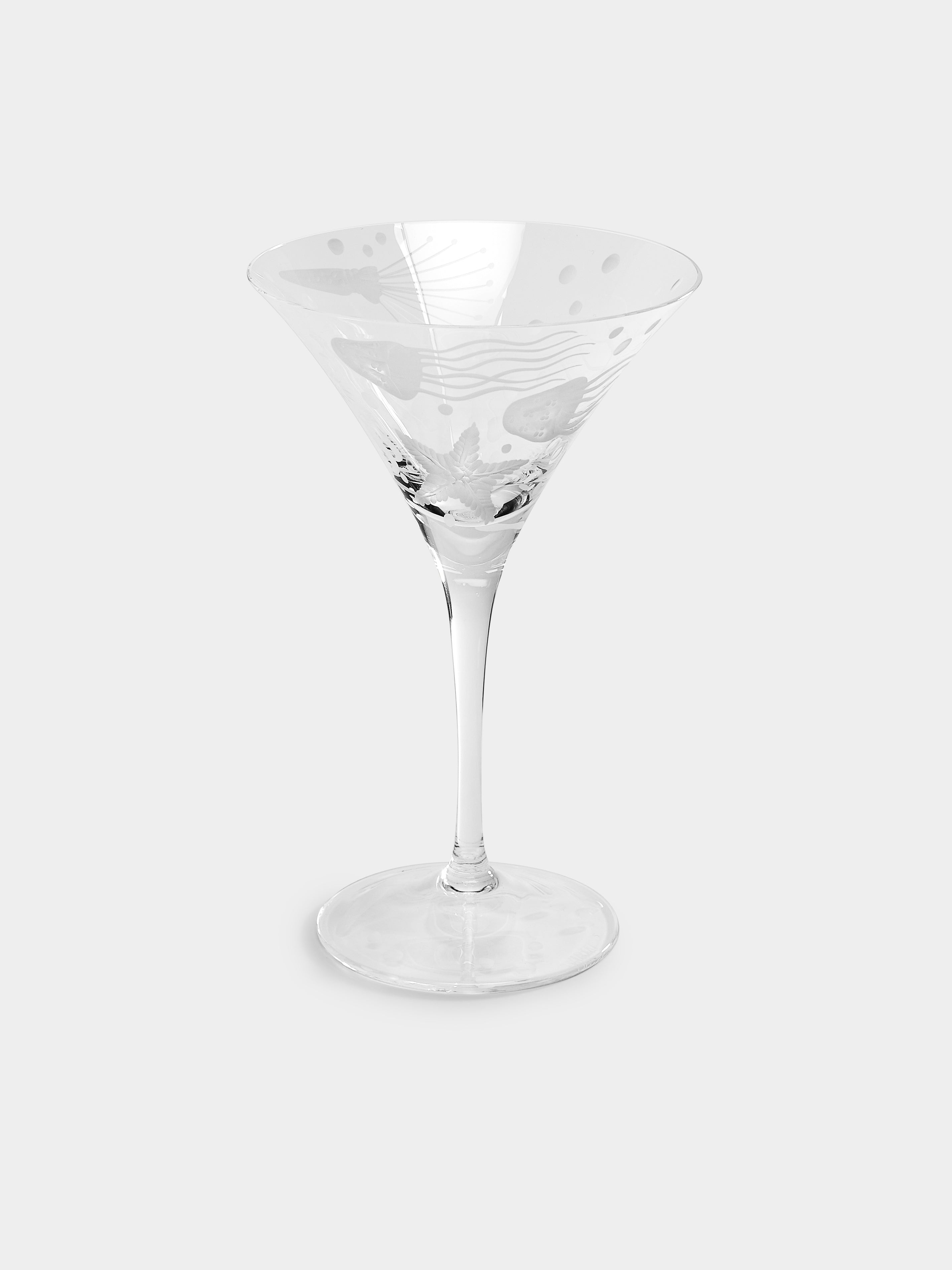 Artel Frutti di Mare Hand-Engraved Crystal Martini Glasses – 6oz/180ml (Set of 6)