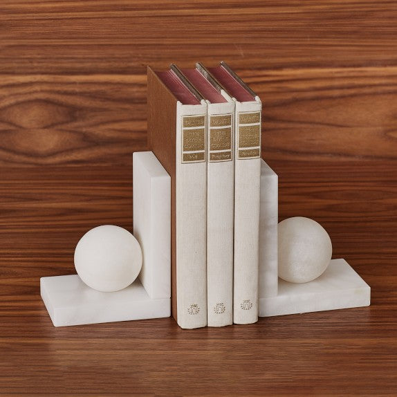 Alabaster Ball Bookends (Set of 2)