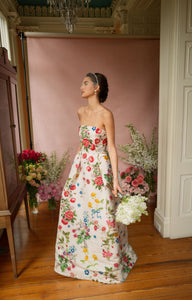 Stephanie Sky Floral Silk Faille Ball Gown