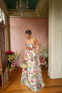 Stephanie Sky Floral Silk Faille Ball Gown