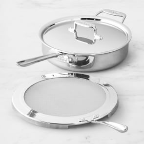 All-Clad D5 Stainless Steel 4Qt Deep Saute Pan with Splatter Screen