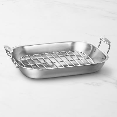 All-Clad D3® Stainless-Steel Flared Roasting Pan with Rack- Extra Large Size
