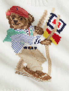 Long-Sleeve Combed Cotton Sail Polo Bear Sweater
