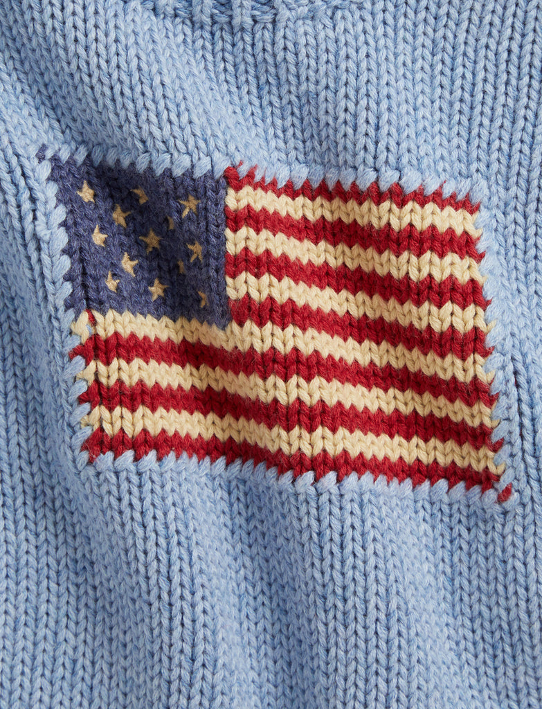 Long-Sleeve Combed Cotton Flag Crewneck Sweater