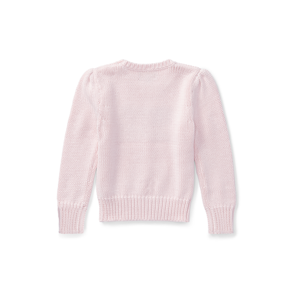 Flag Cotton Crewneck Sweater in Pink