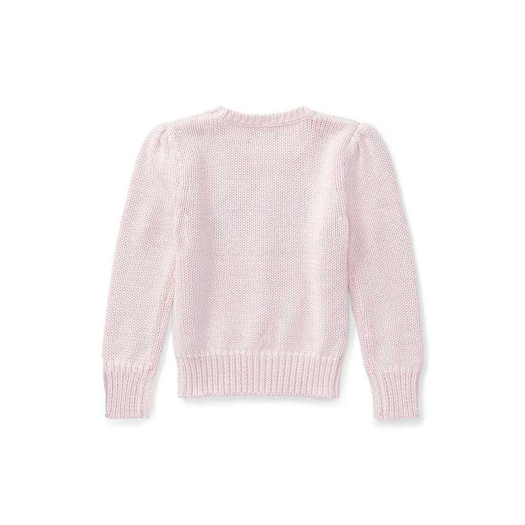 Flag Cotton Crewneck Sweater in Pink
