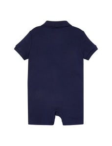 Cotton Interlock Polo Shortall in Navy
