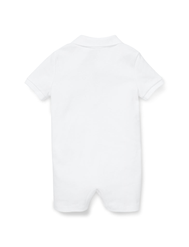 Cotton Interlock Polo Shortall in White