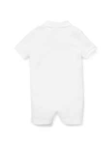 Cotton Interlock Polo Shortall in White