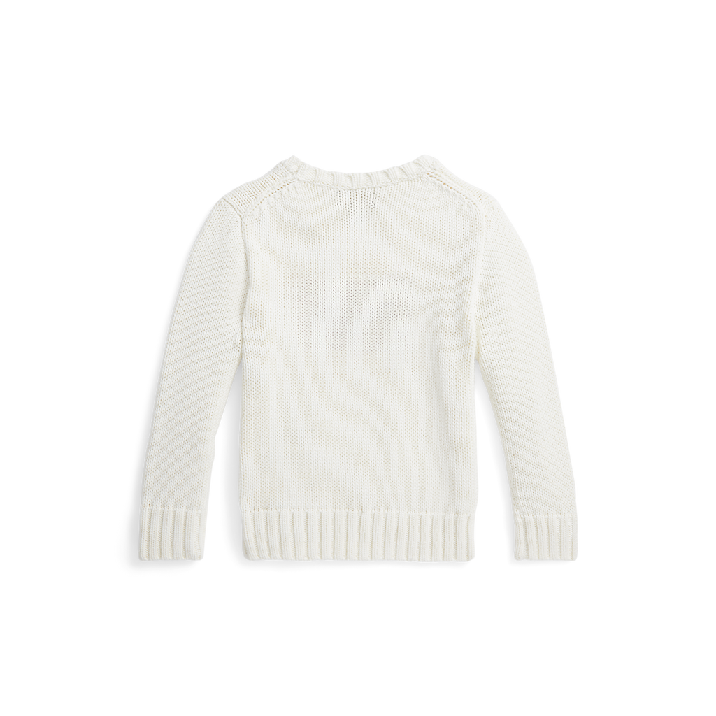 Flag Cotton Crewneck Sweater in White