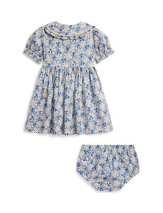 Short-Sleeve Cotton Floral Printed Ruffle Shirt Dress