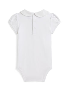 Short-Sleeve Interlock Knit Collared Bodysuit