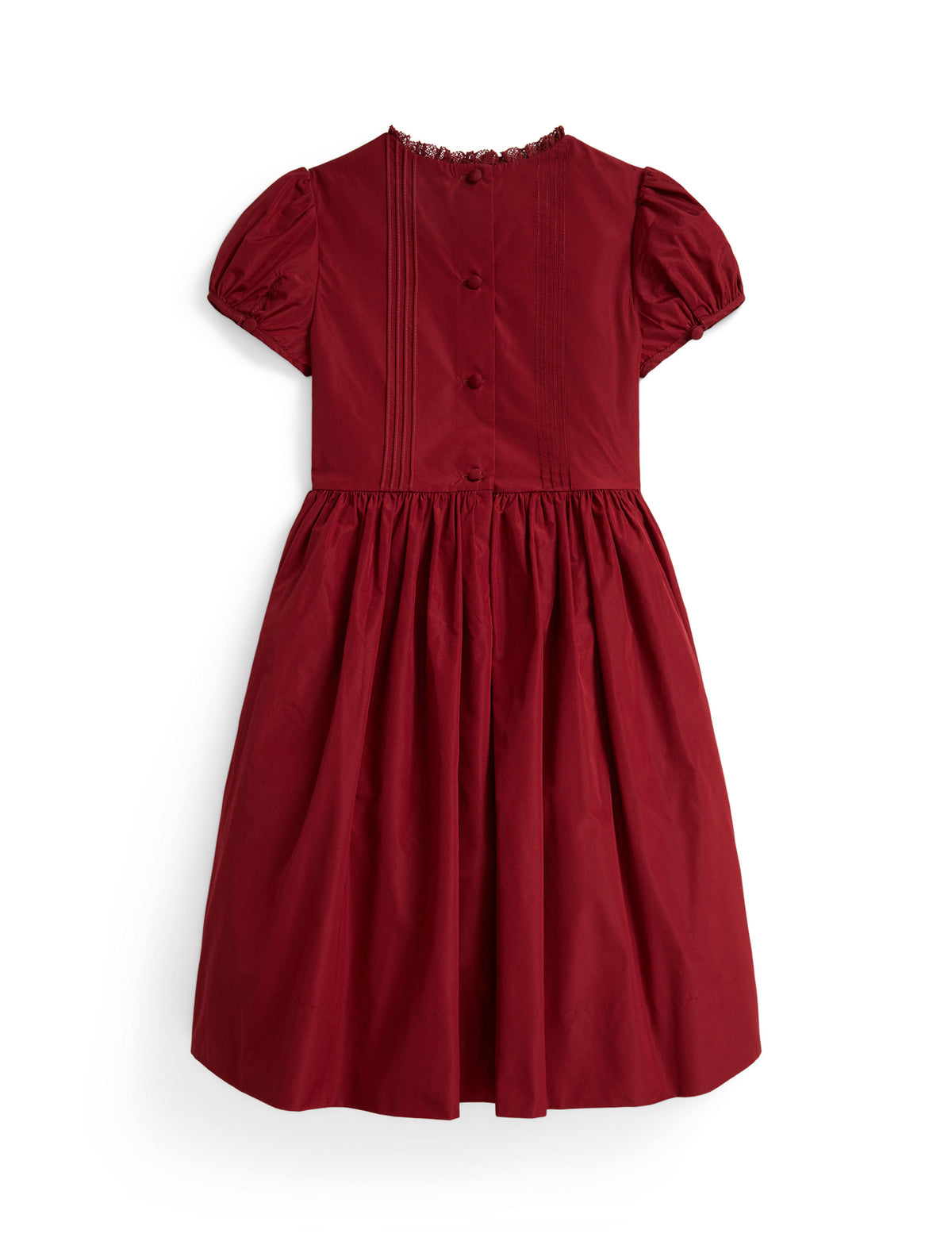 Short-Sleeve Embroidered Pintuck Occasion Dress