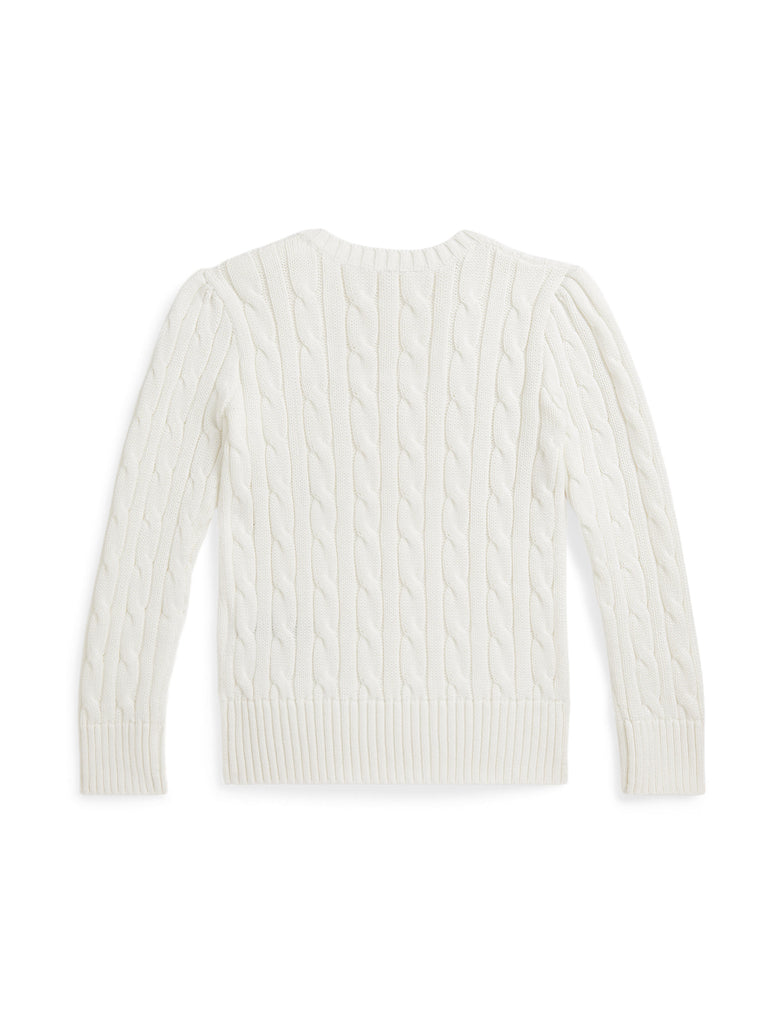 Flag Cotton Crewneck Sweater in Deckwash White
