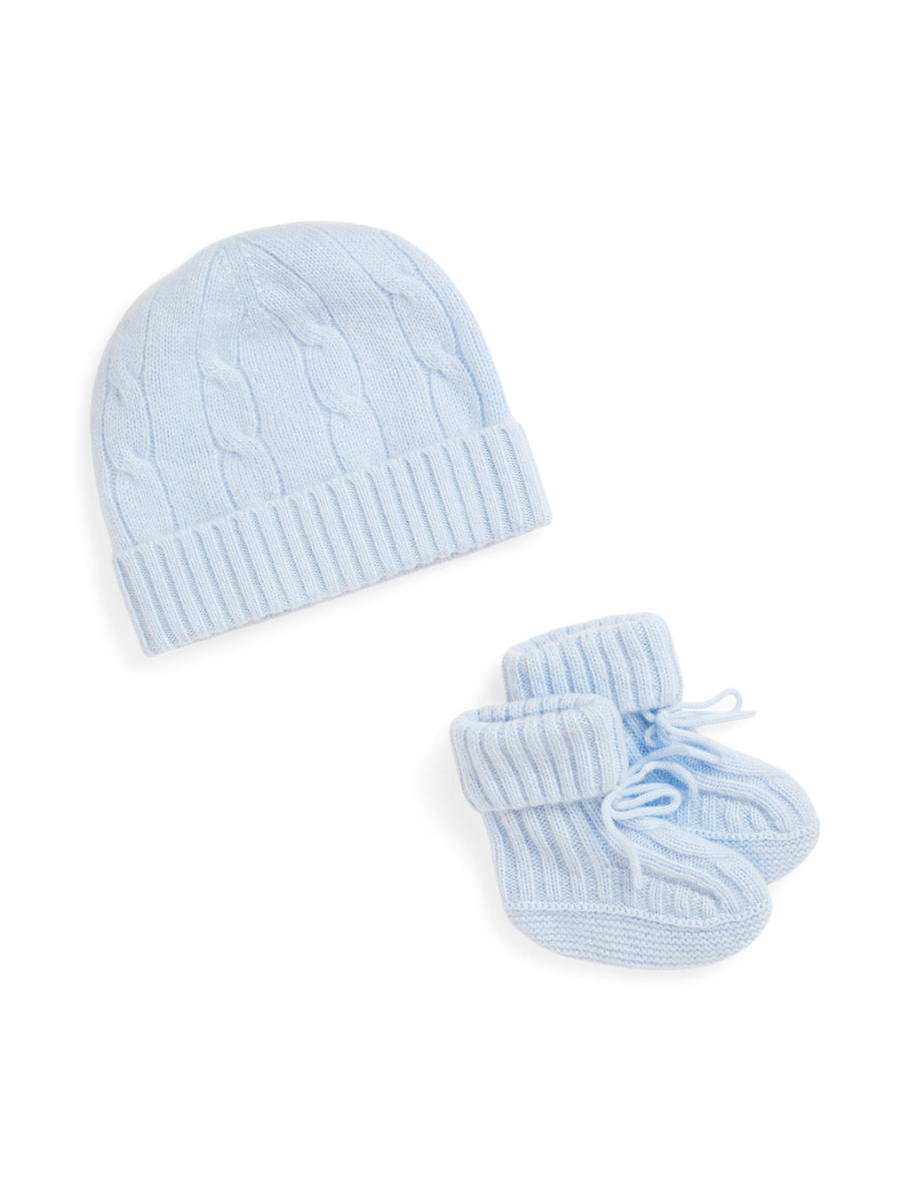 Cashmere Cable Knit Baby Hat and Bootie Set