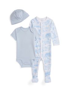 3-Piece Box Set in Blue Toile
