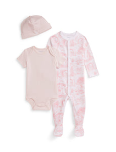 3-Piece Box Set in Pink Toile