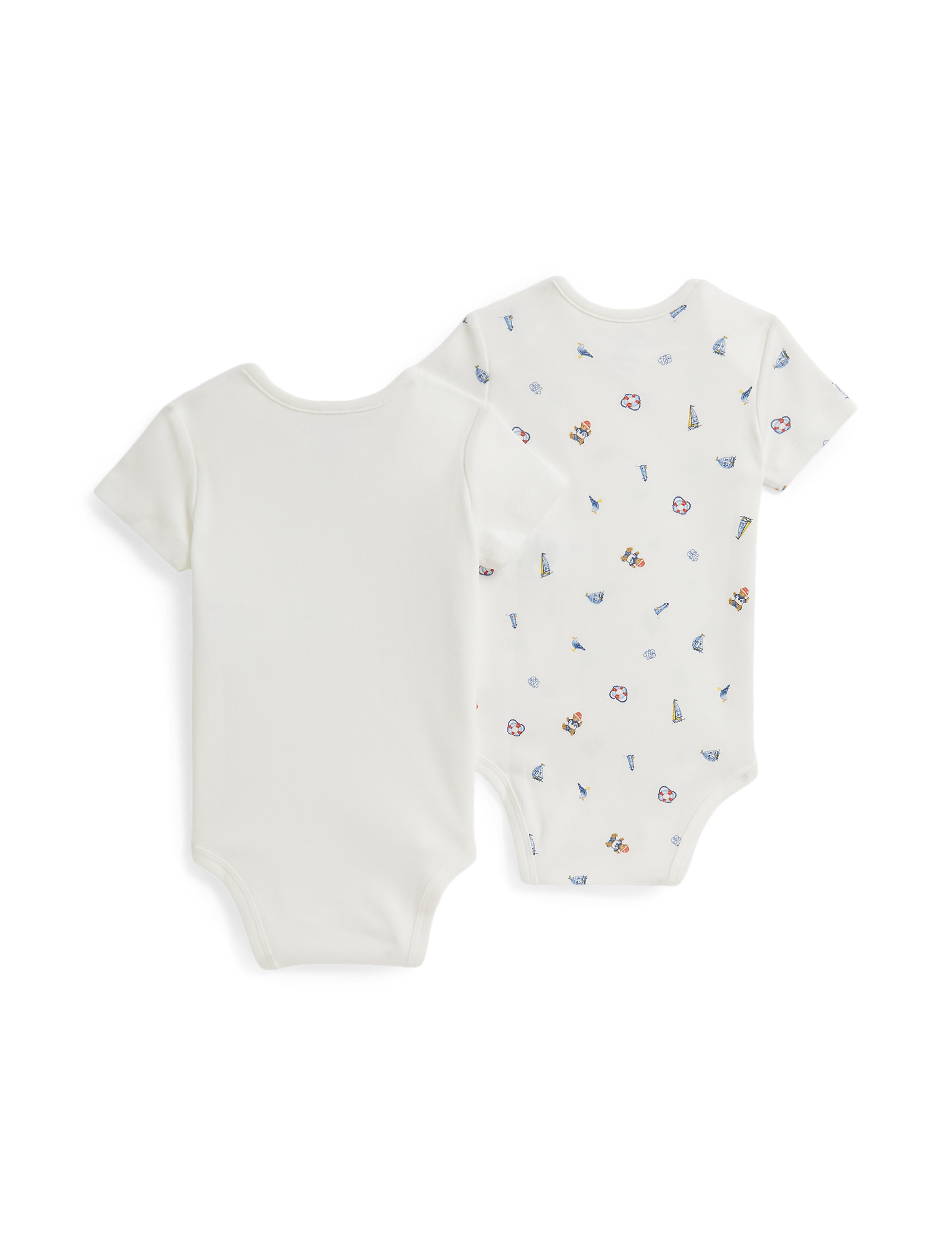 Short-Sleeve Interlock Maritime Bear Bodysuit Box Set, Set of 2