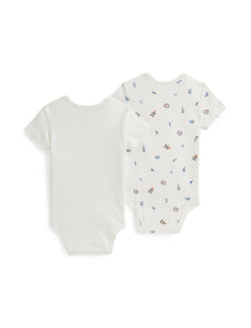 Short-Sleeve Interlock Maritime Bear Bodysuit Box Set, Set of 2