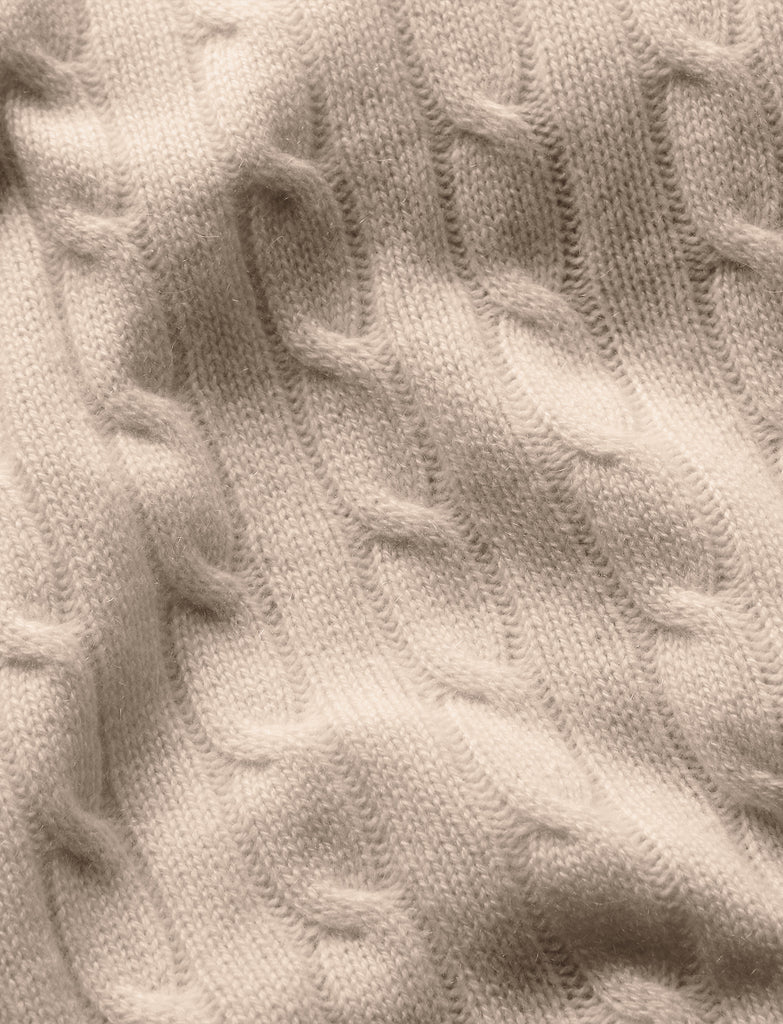 Cable Cashmere Throw Blanket in Natural