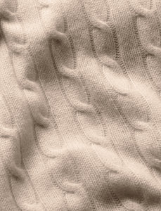 Cable Cashmere Throw Blanket in Natural