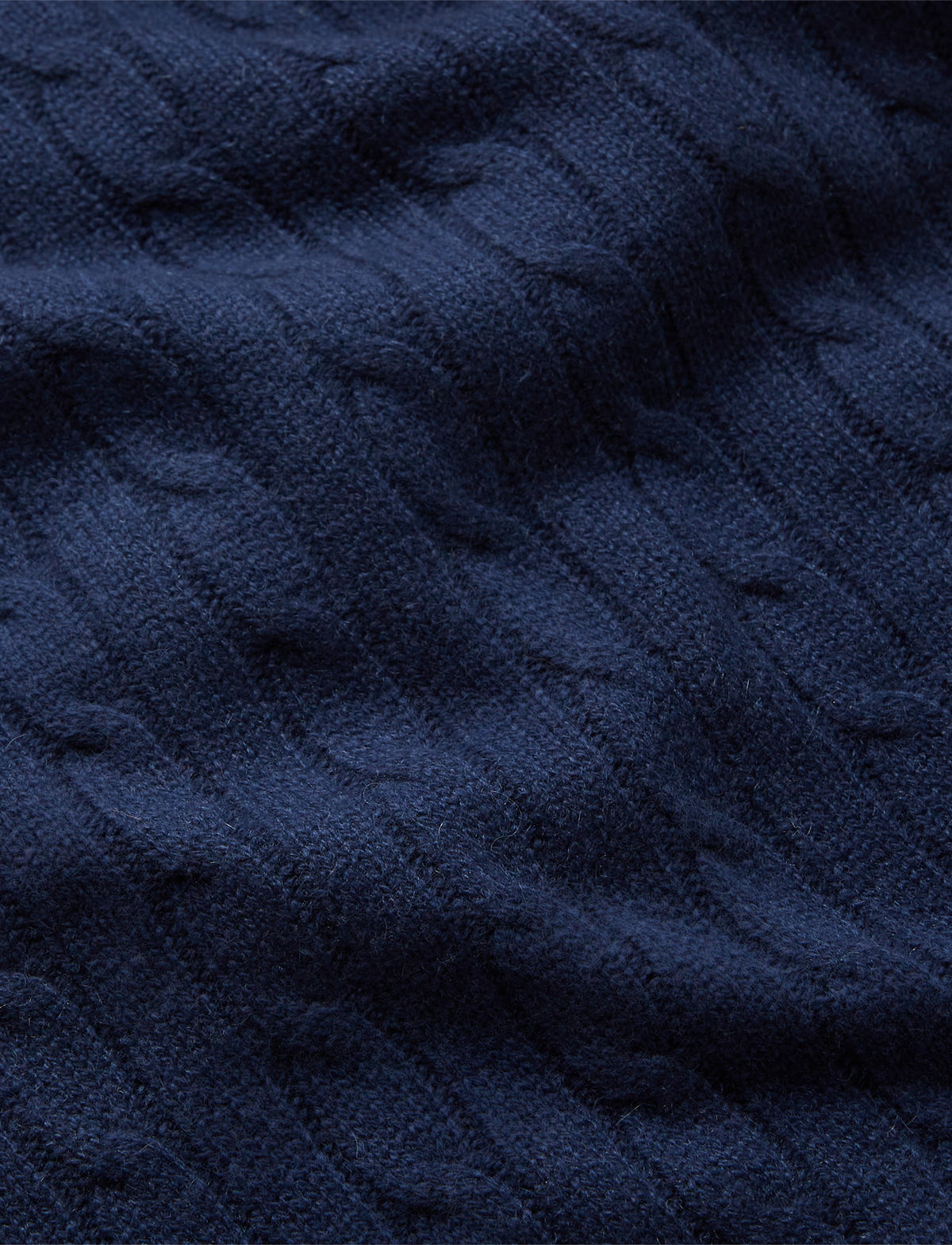Cable Cashmere Throw Blanket in Navy