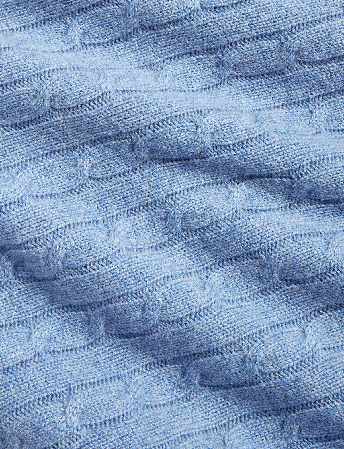 Cable Cashmere Throw Blanket in Heathered Blue