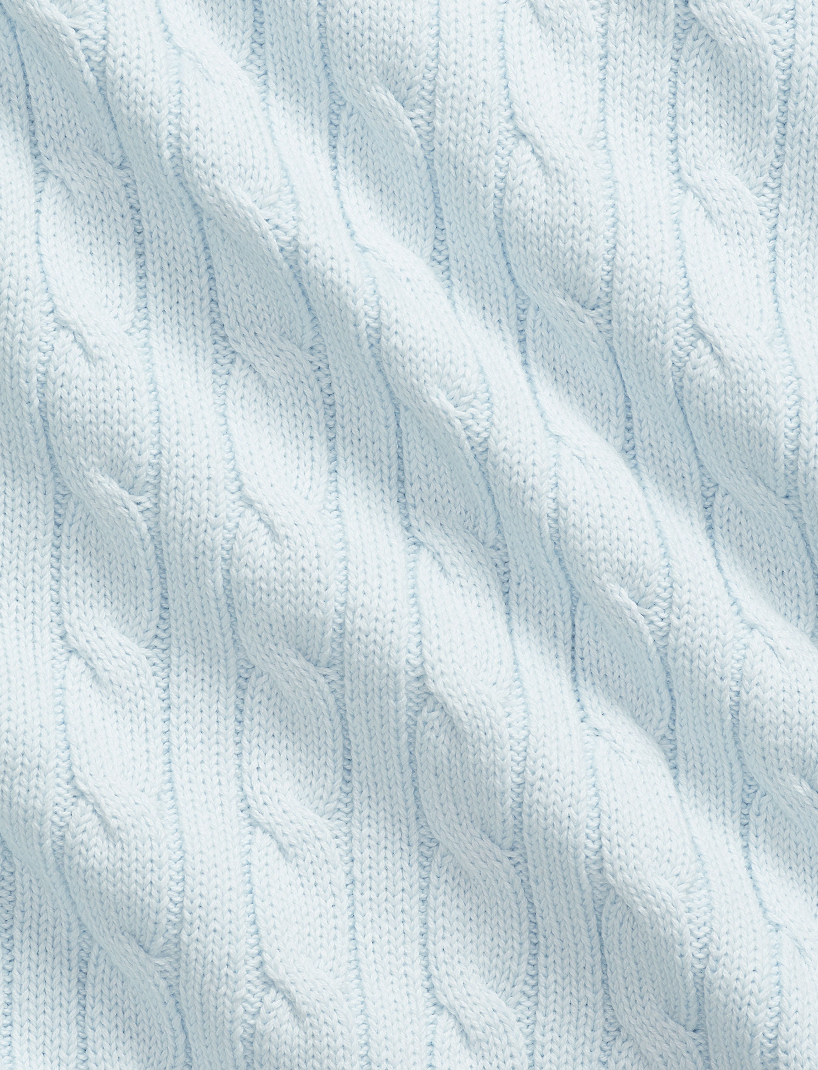 Classic Combed Cotton Cable Knit Baby Blanket in Pearl Blue
