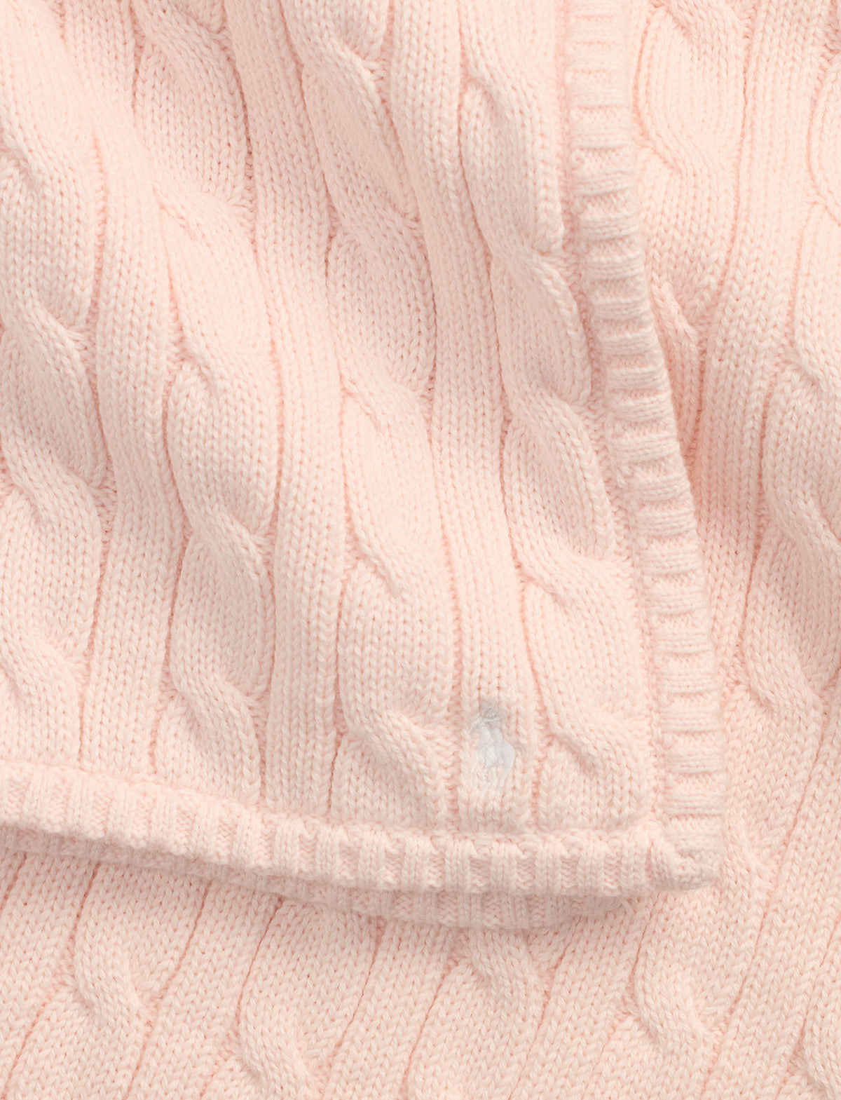 Classic Combed Cotton Cable Knit Baby Blanket in Morning Pink
