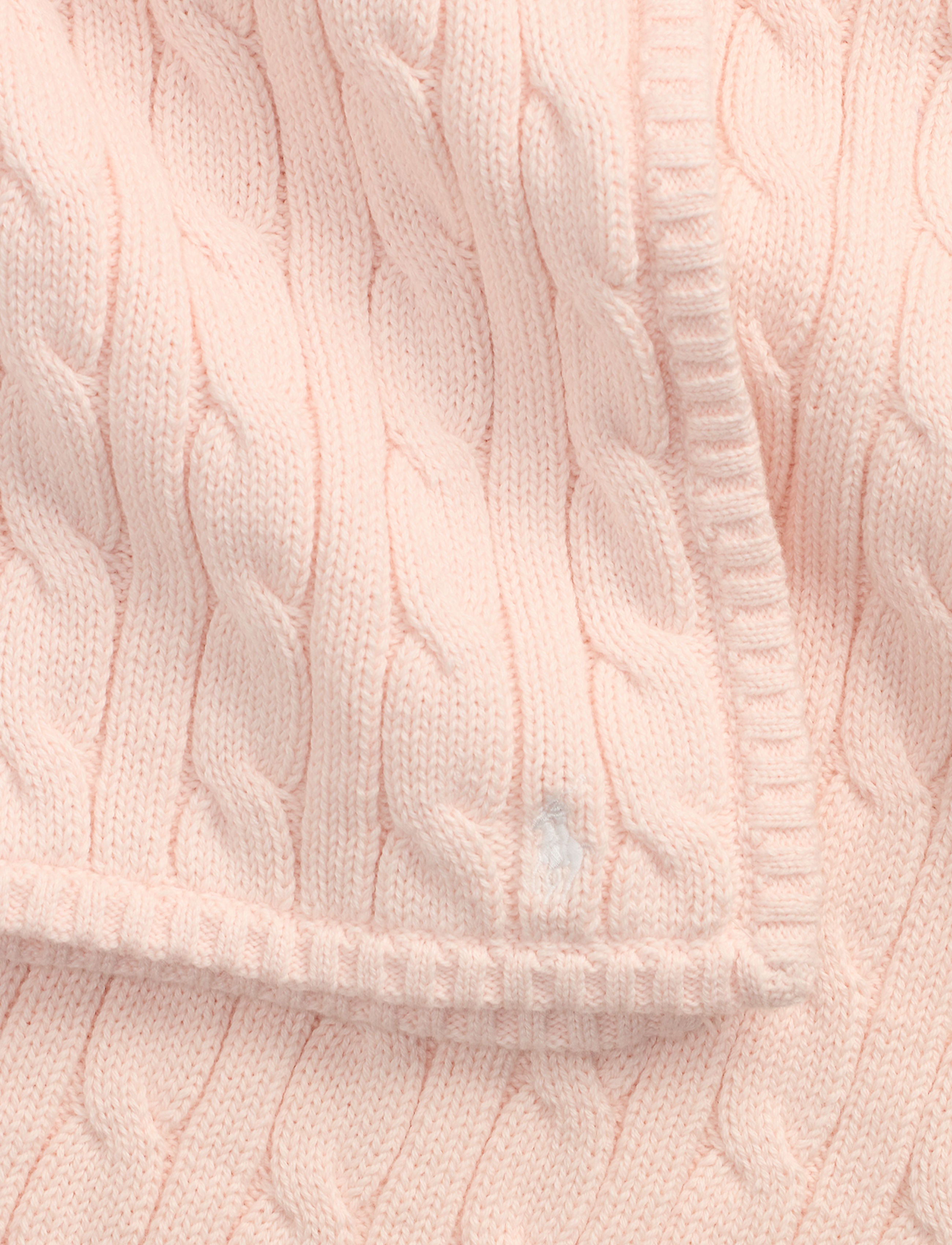 Classic Combed Cotton Cable Knit Baby Blanket in Morning Pink