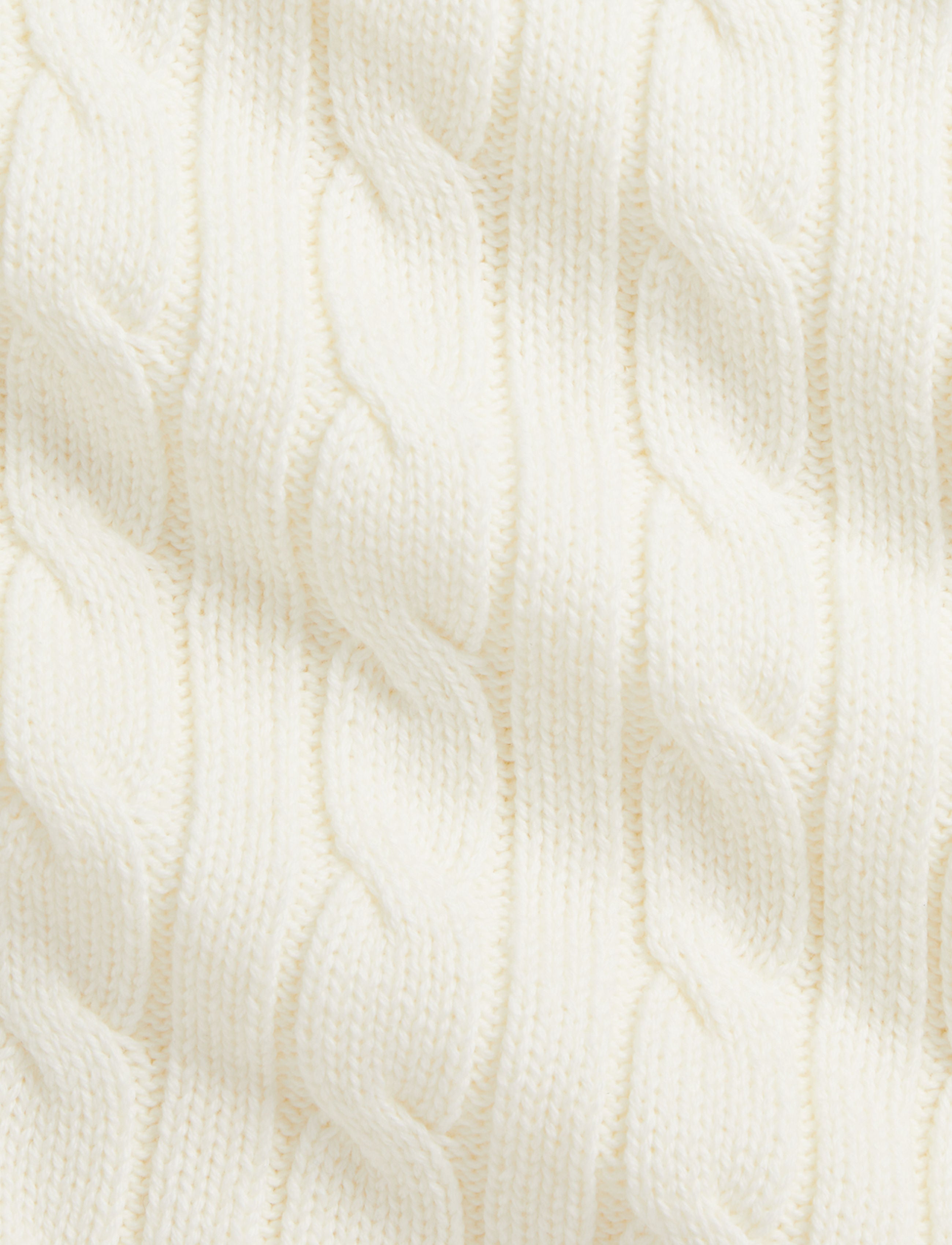 Classic Combed Cotton Cable Knit Baby Blanket in Trophy Cream