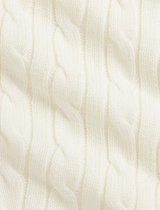 Classic Combed Cotton Cable Knit Baby Blanket in Trophy Cream