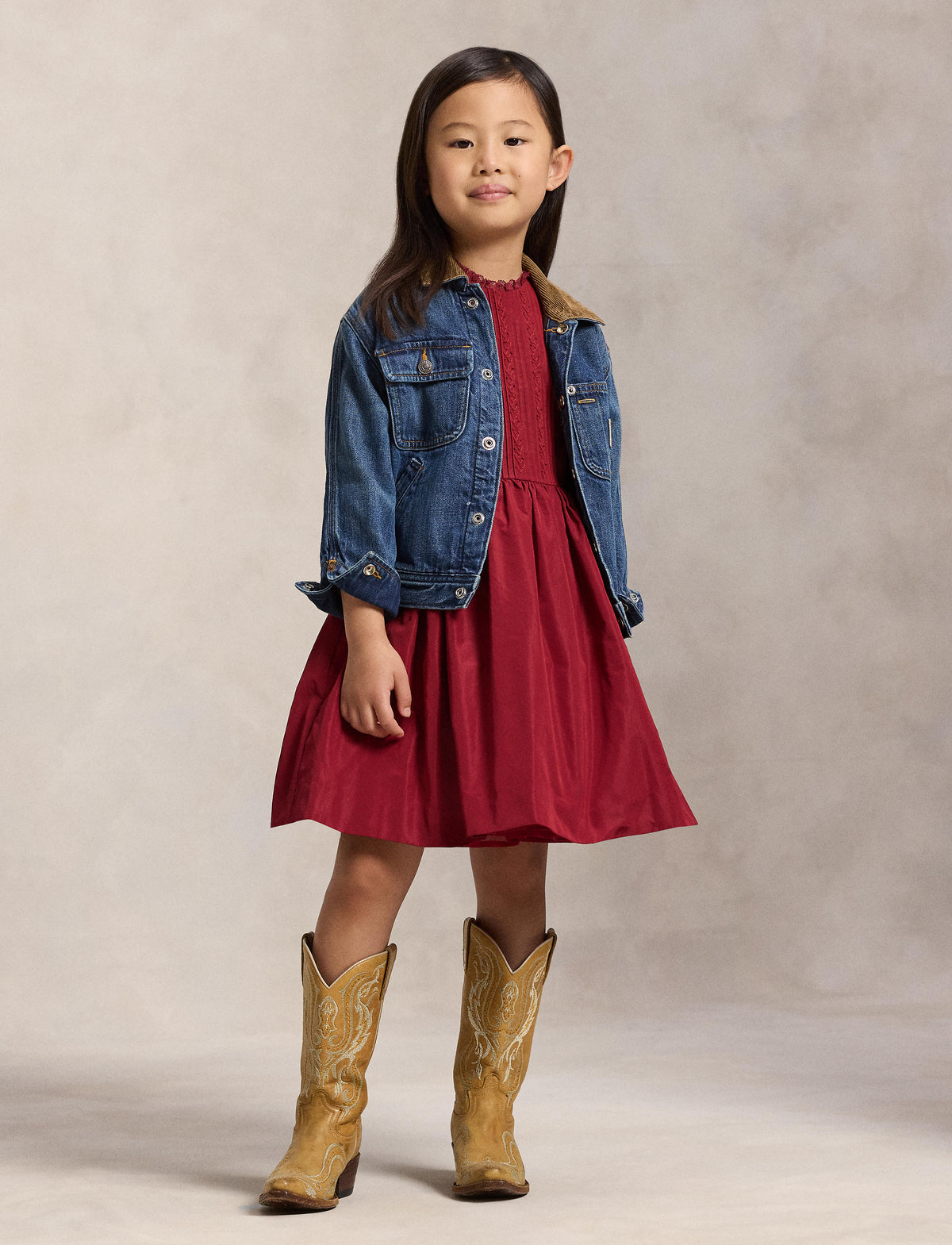 Short-Sleeve Embroidered Pintuck Occasion Dress