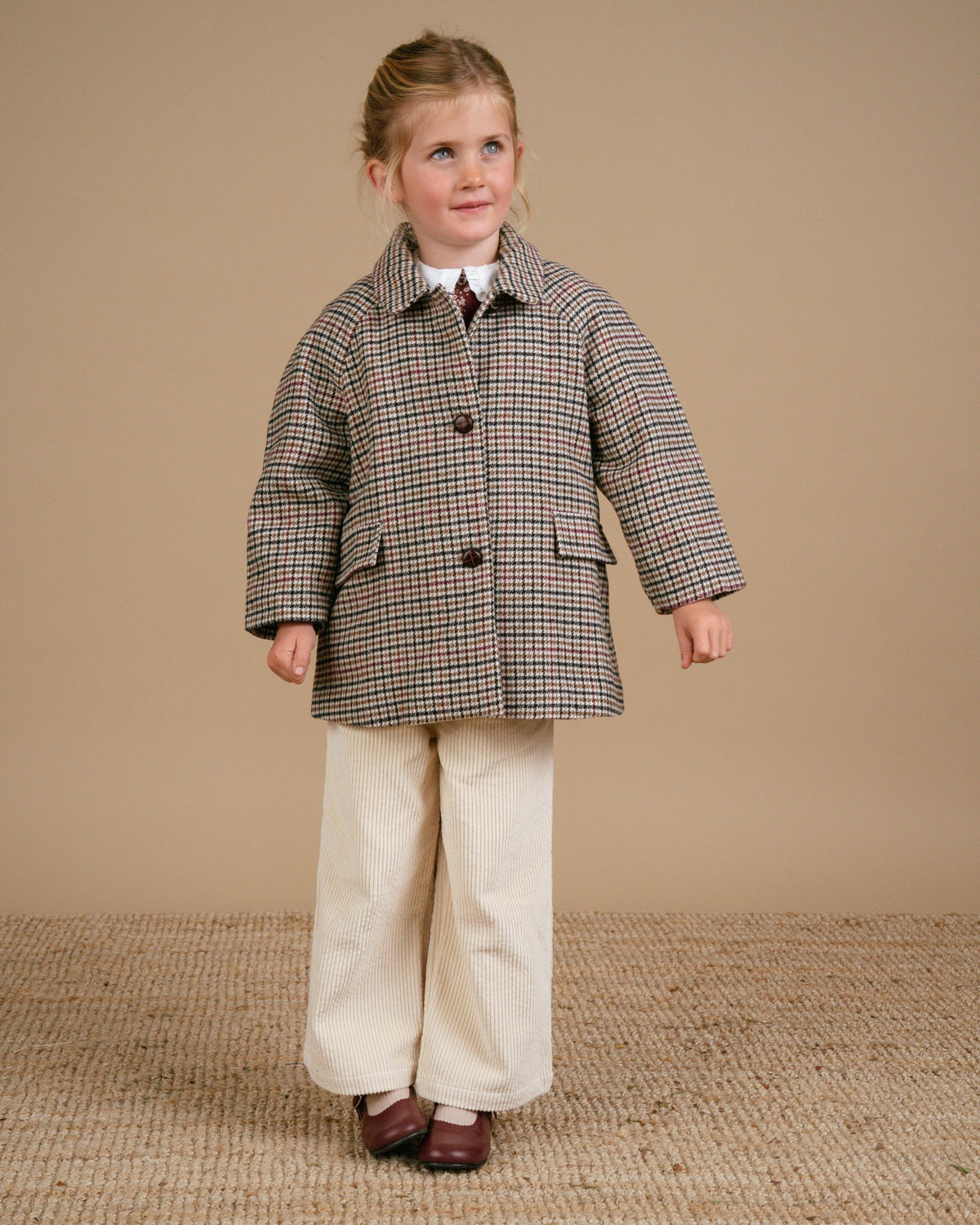Checked Tweed Car Coat for girl