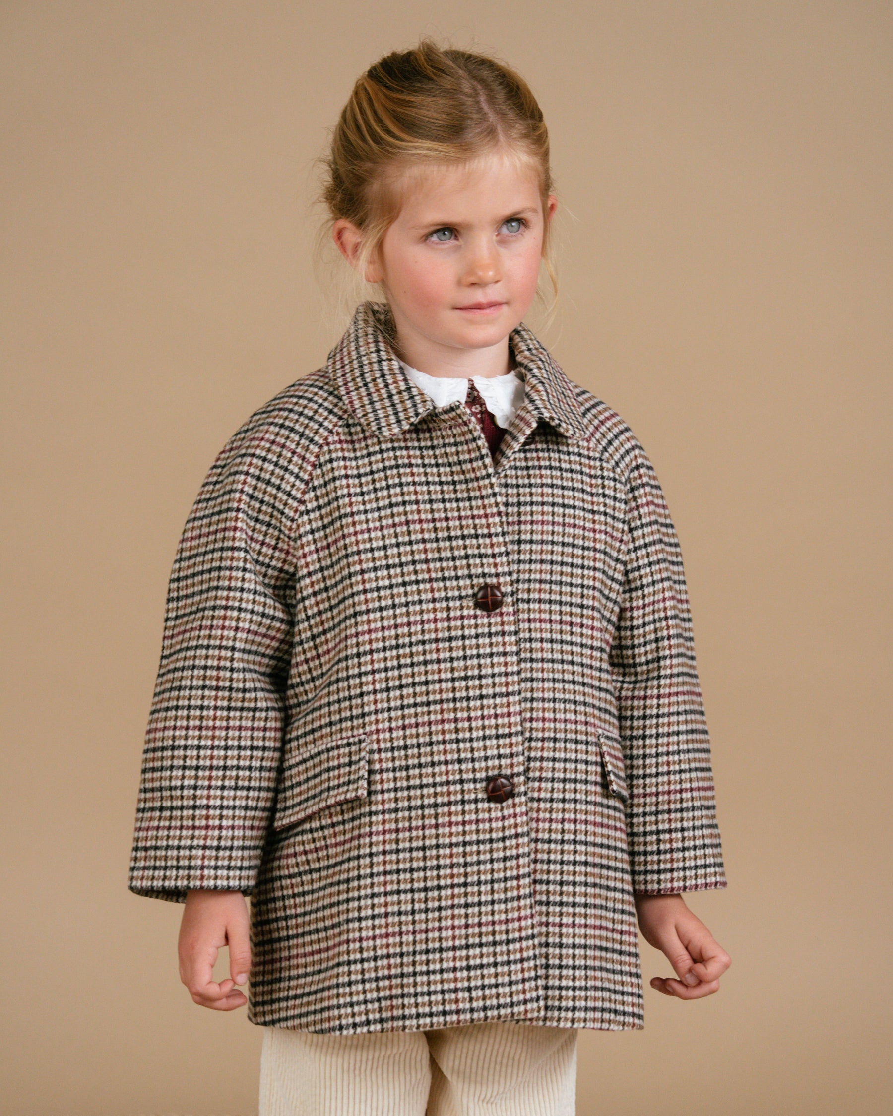 Checked Tweed Car Coat for girl