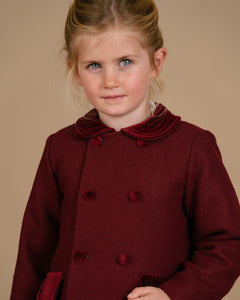 Girls' burgundy tweed coat