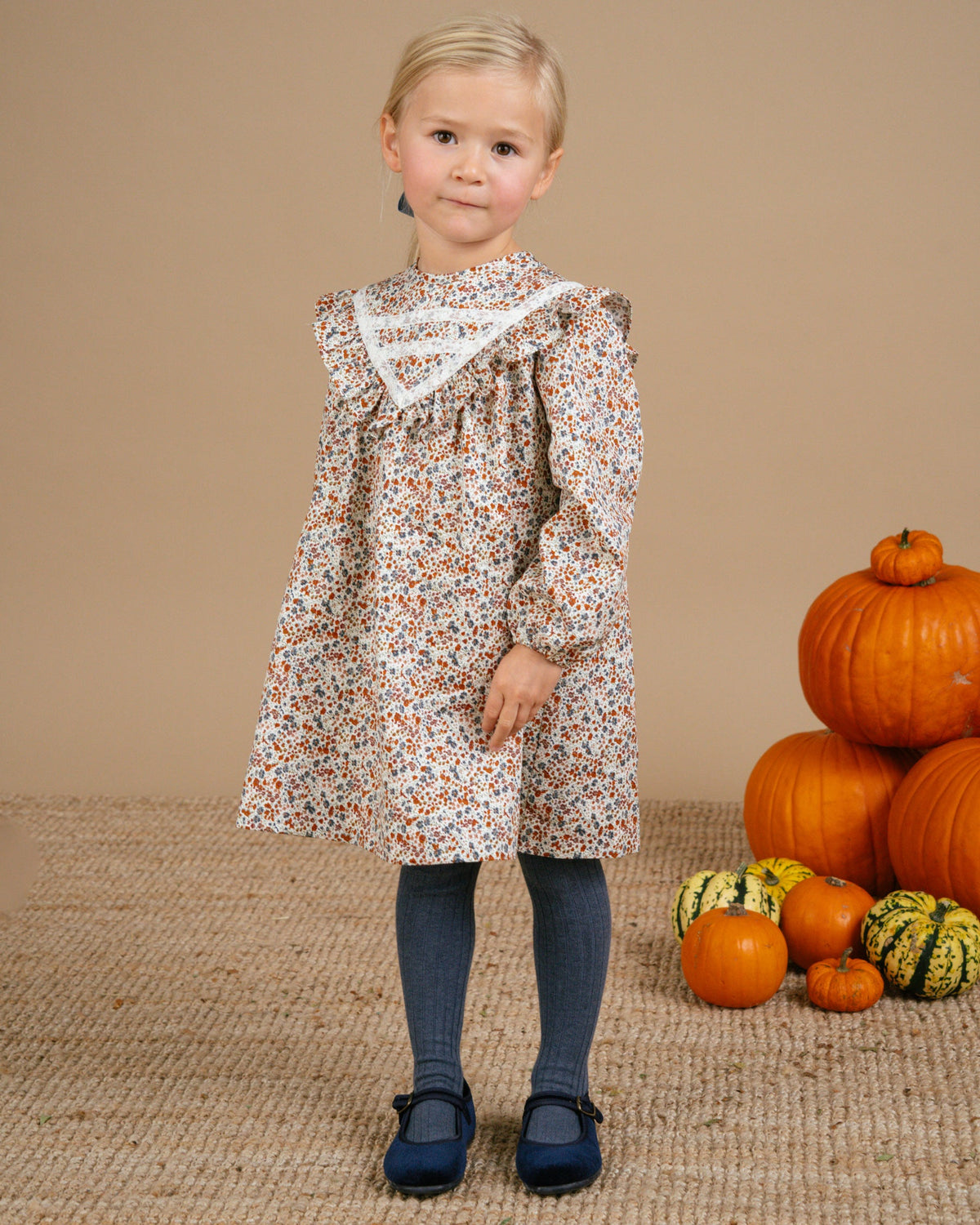 Avie Dress in Brown/Blue Liberty