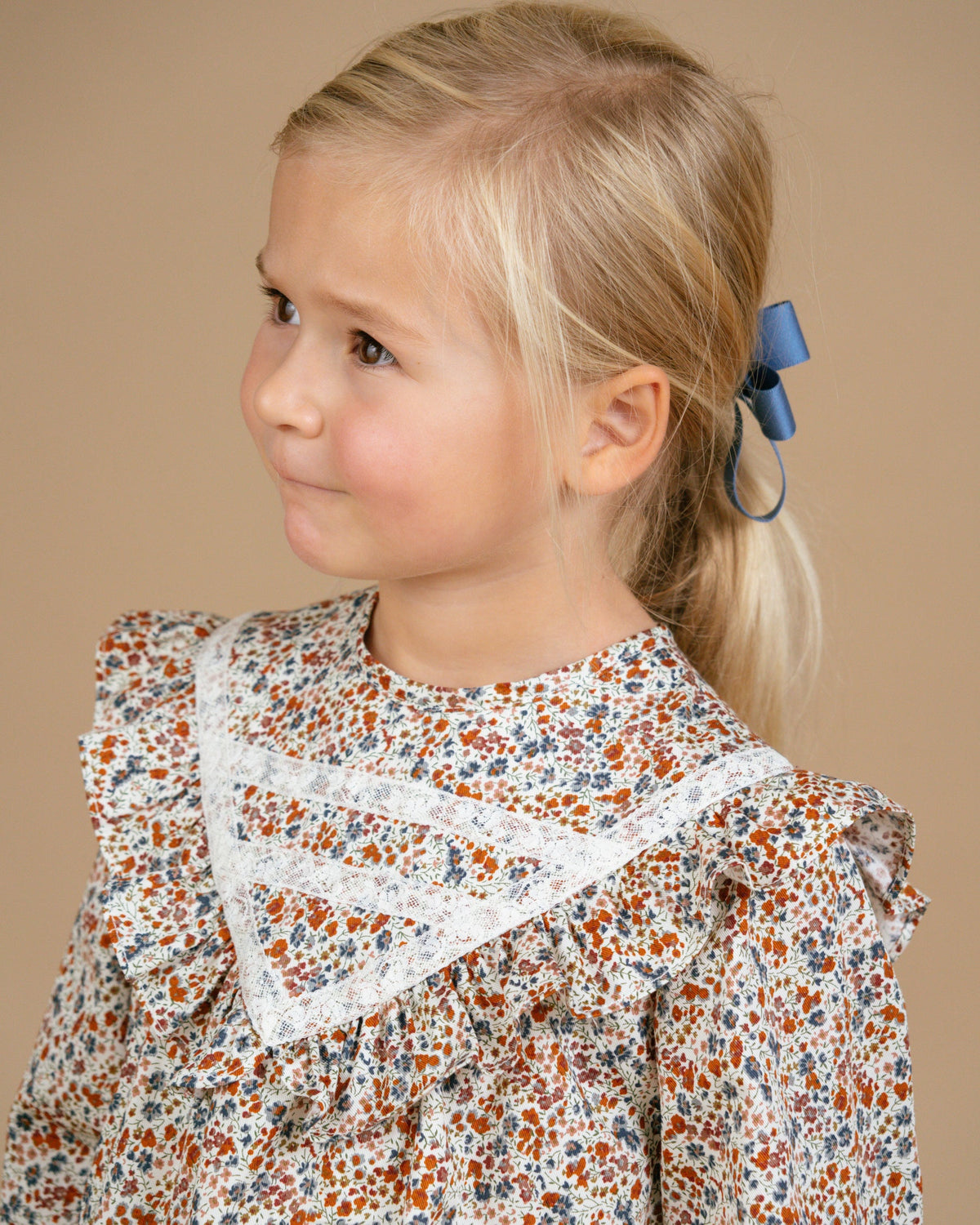 Avie Dress in Brown/Blue Liberty