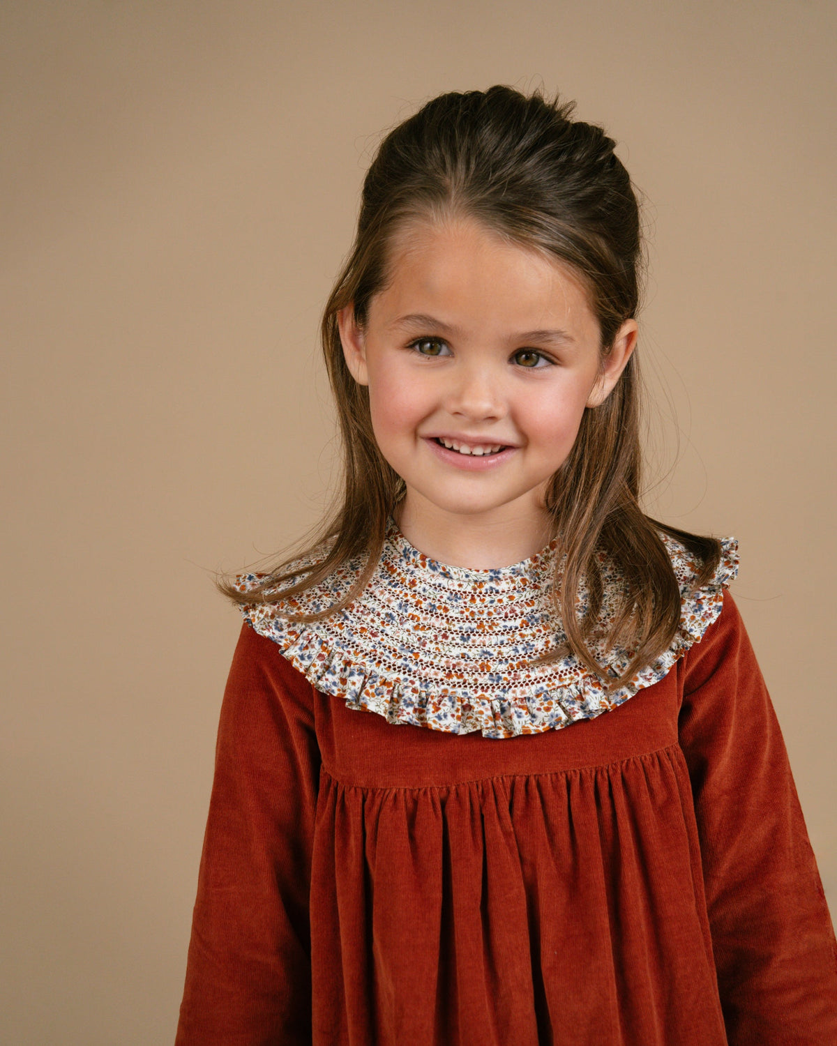 Colombe Dress in Orange Babycord