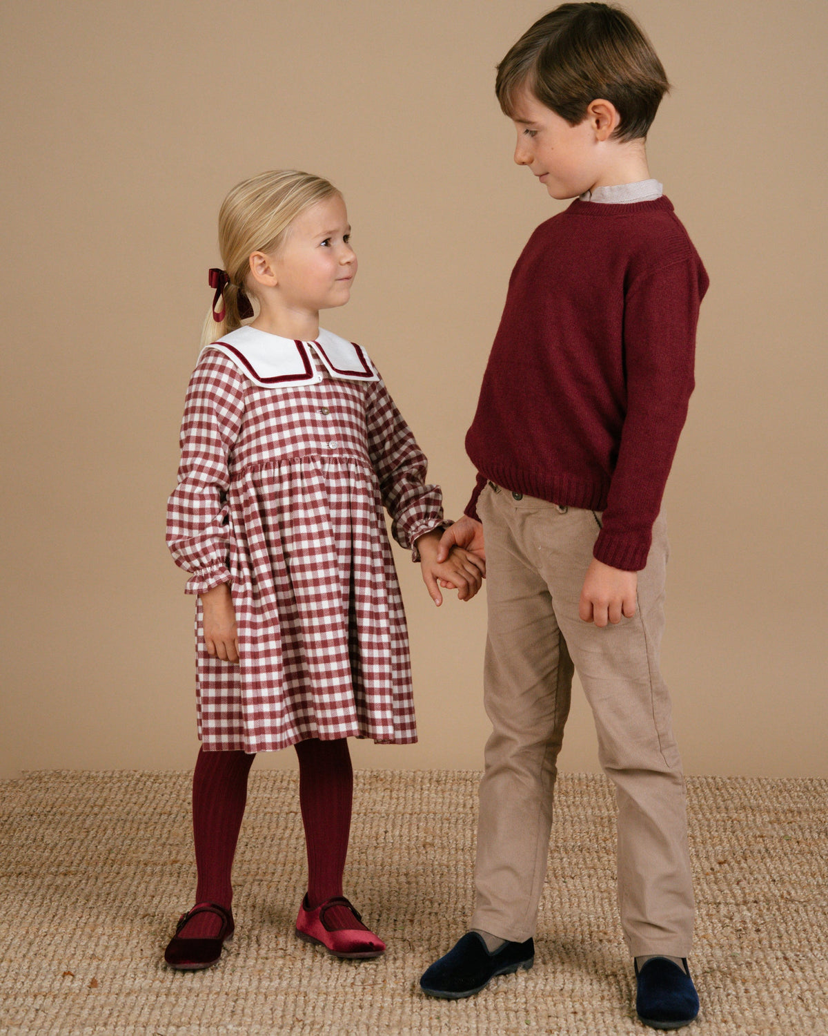 Nellie Dress in Emerised Burgundy Check