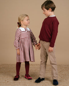 Nellie Dress in Emerised Burgundy Check
